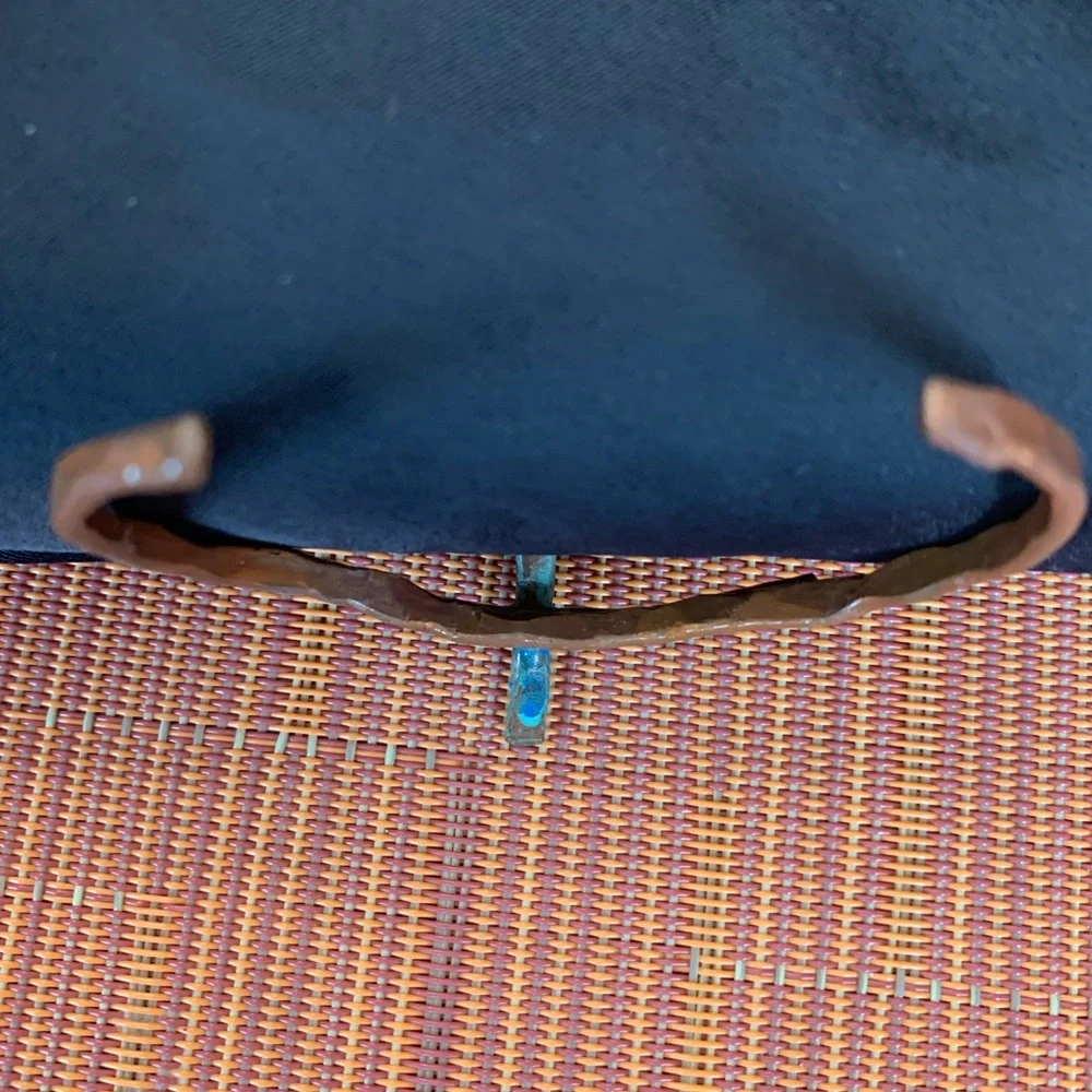 Unique Hammered Cross bracelet in turquoise and copper._2